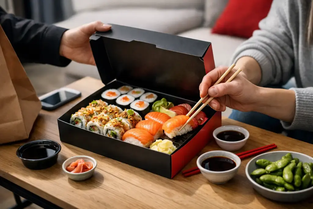 Sushi z dostawą do domu dla zabieganych