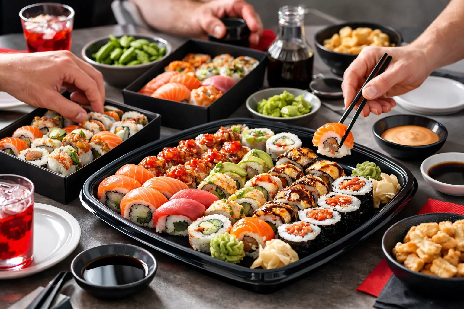 Przykład zamówienia na domówkę sushi dla 6 osób
