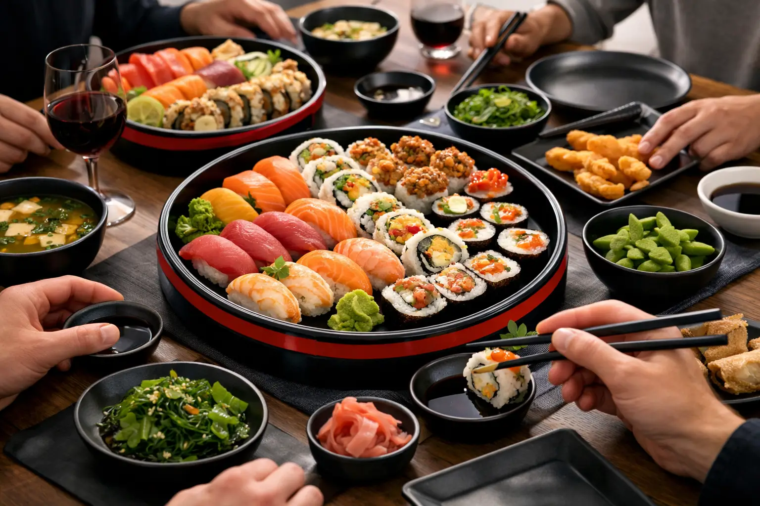 Przykład menu sushi na domowy wieczór dla 4 osób