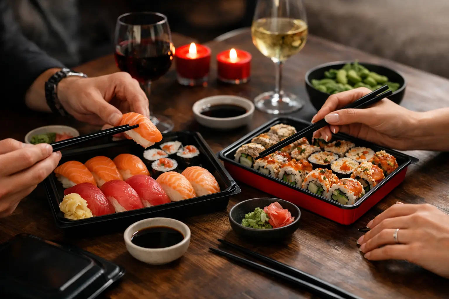 Przykład zamówienia sushi na wieczór dla dwojga